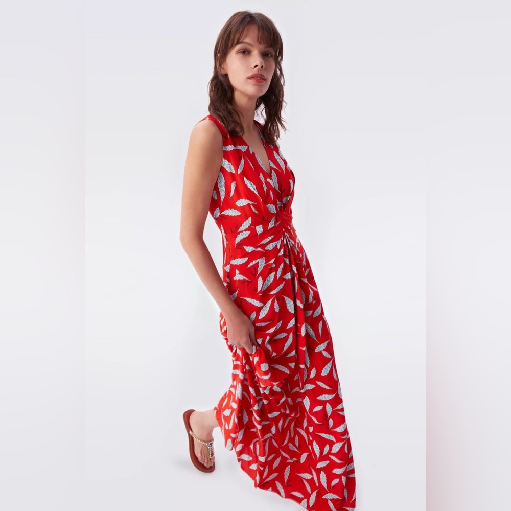 Ace Maxi Dress by Diane von Furstenberg, leaf print Size 14